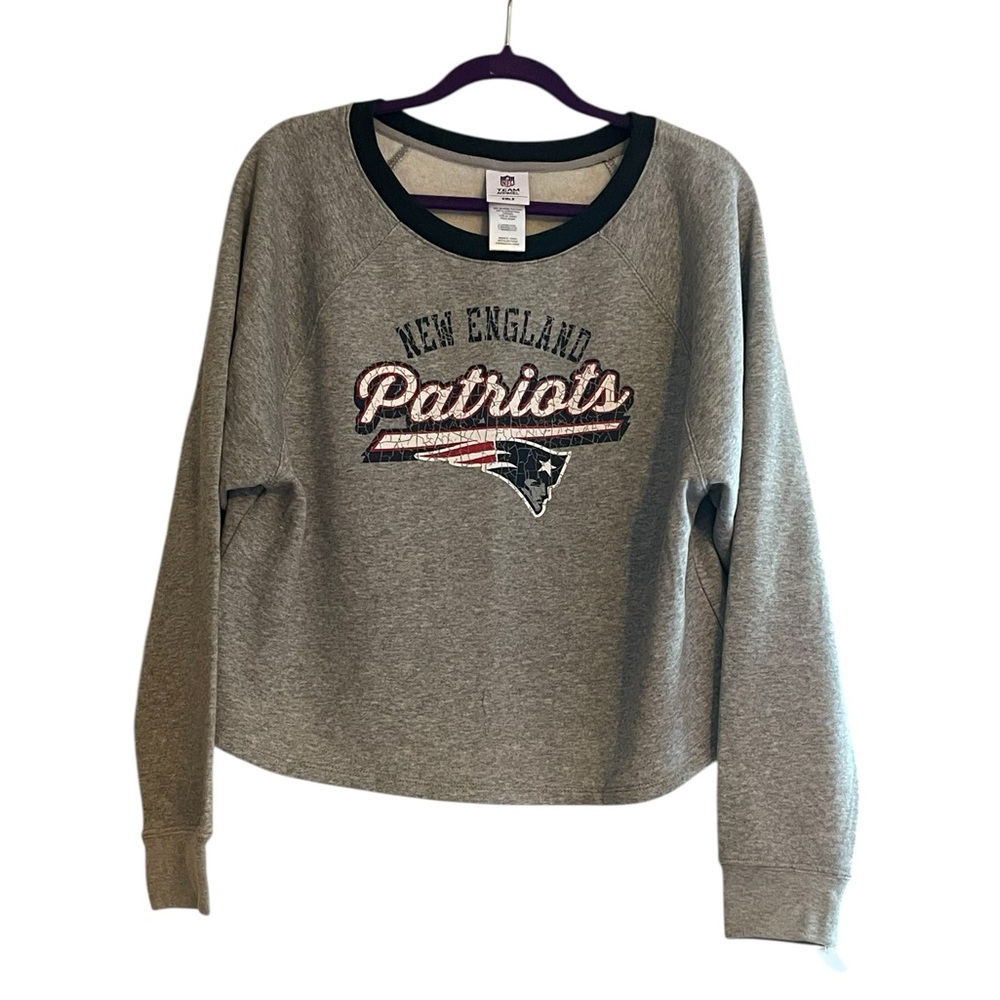 NFL Patriots Girls Crop Sweatshirt Gray XL 14/16 NWT